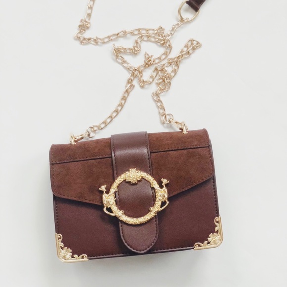 🆕Ellie Brown & Gold Ornate Detailed Crossbody Bag - Picture 4 of 8